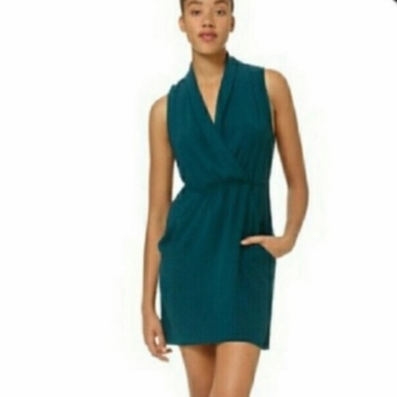 Aritzia Wilfred Sabine Teal Faux Wrap Dress - Picture 10 of 10